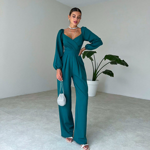 Spring Fashion Women Clothes Sweetheart Neck Long Sleeve Elegant Jumpsuit