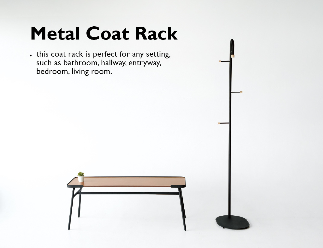 Sleek Metal Hanger for Hall and Bedroom - Floor Coat Rack for Clothes and Accessories