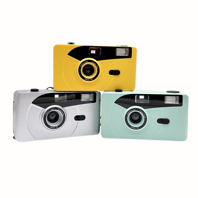 Good Quality Oem Colorful Reloadable Non Disposable White 35mm M35 Reusable Film Camera With Flash