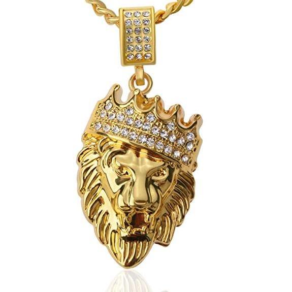 Custom Stainless Steel Crown Lion King Head Men Chain Pendant