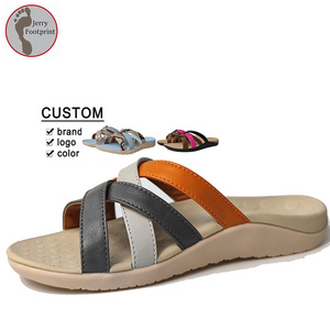 CUSTOM Cross Band Wide Size Unisex Women Luxury Medical Orthopedic Slingback Rubber Sandals Shoes For Woman