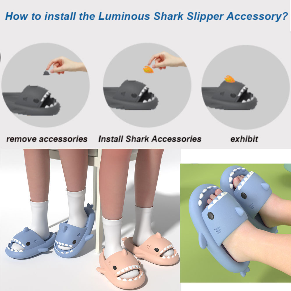 Newest Trend Shark Slippers Accessories Luminous Fin Detachable Adult Women Shark Slippers fins