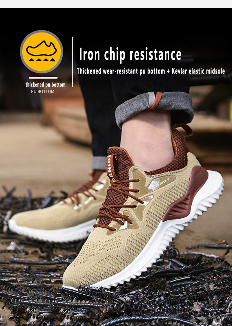 Steel Toe Work Shoes Comfortable Slip Resistant Puncture Proof Safety Shoes Breathable Construction Industrial Sneakers