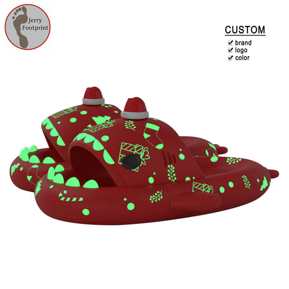 Top Selling Shark Shoes Fish Shaped Slides  EVA Sandals Funny Christmas Fluorescent Shark Slipper for Women Men Custom