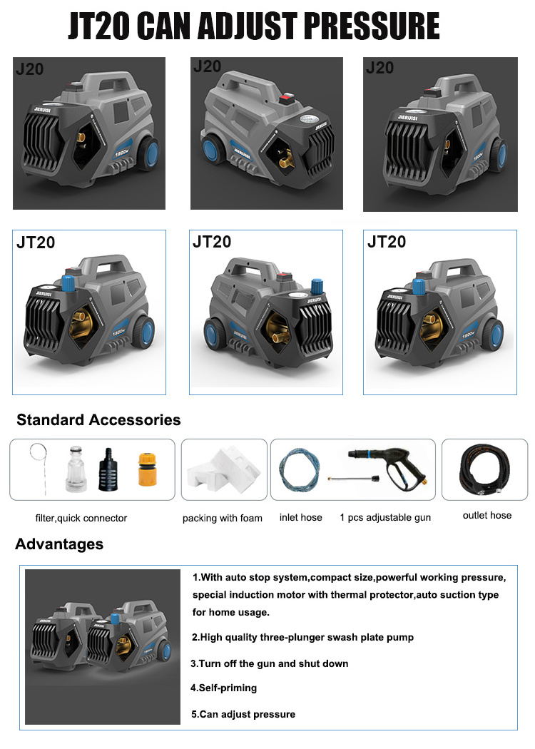 TOLHIT Water Jet Pump Car Washer Washing Portable Electric Power Adjustable High Pressure Cleaner 2000w 100bar Automatic