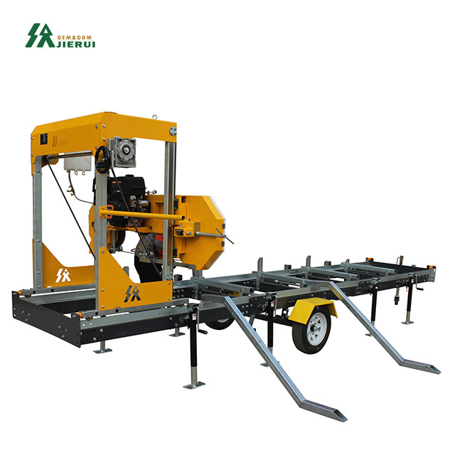 Jerry 36 inch automatic horizontal hydraulic saw mill portable Band Sawmill machine wood cutting with trailer for sale