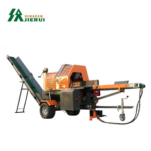 MOQ1 top quality 18hp 27hp gasoline diesel engine 20T 30T log and wood splitting firewood processor with CE certification