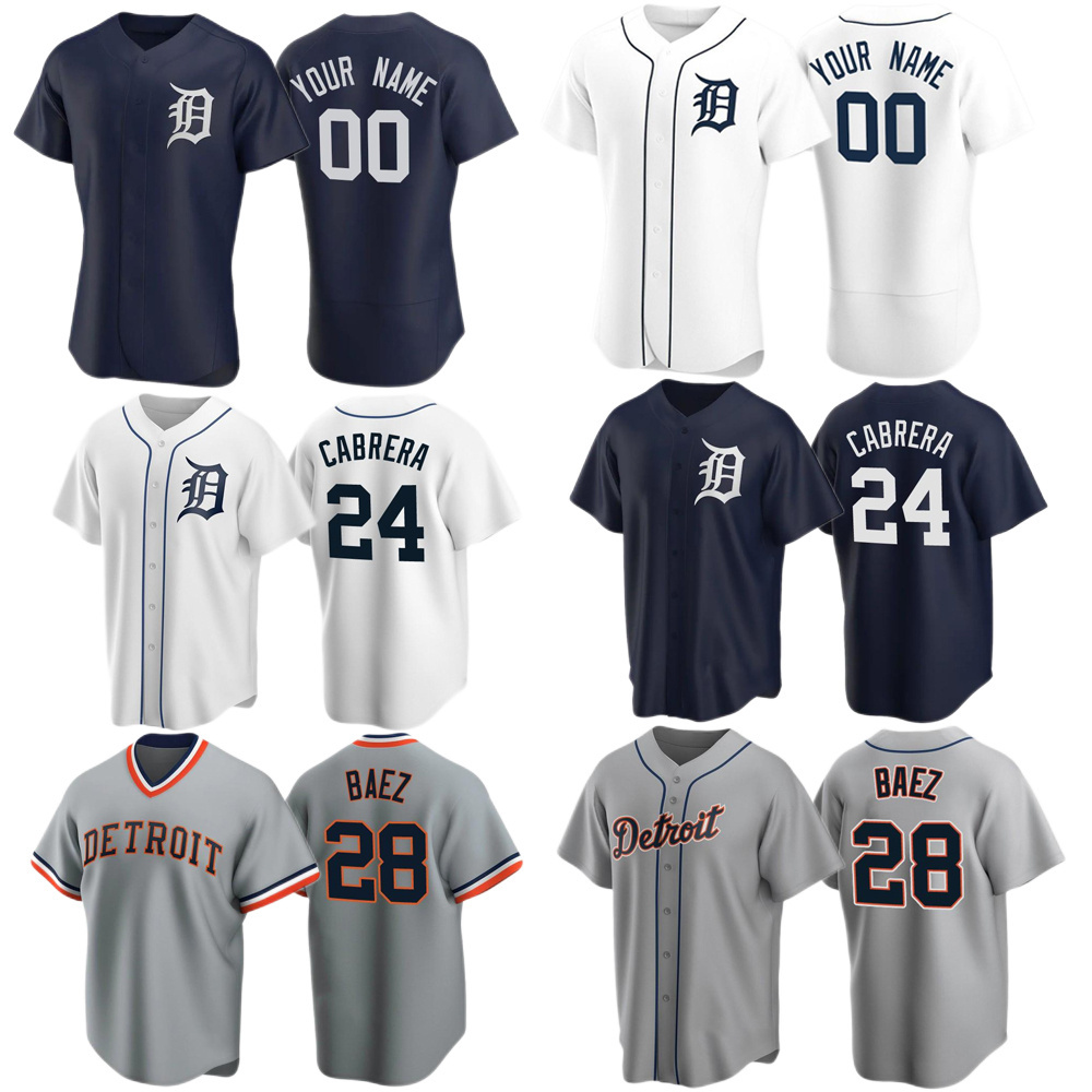 Men's S-5XL Custom Stitched Detroit baseball uniform Blank 24 Miguel Cabrera 20 Spencer Torkelson Tiger Baseball Jerseys