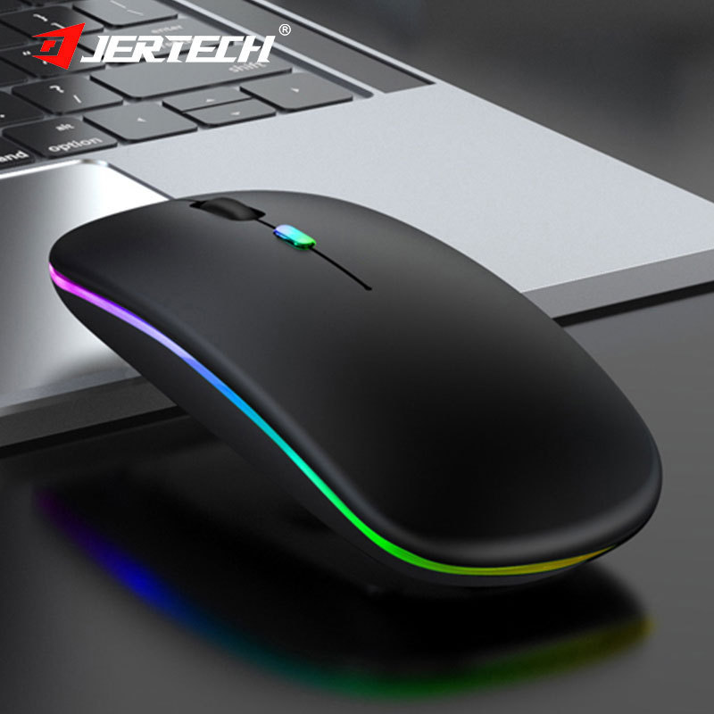 JERTECH AC001 Laptop Optical Gamer Mouse Gaming 2.4G Mini PC RGB USB Mouse Rechargeable Bluetooth Computer Wireless Mouse