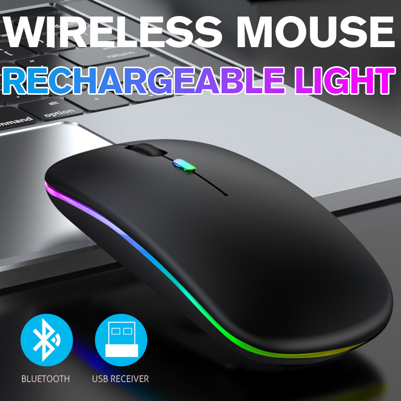 JERTECH AC001 Laptop Optical Gamer Mouse Gaming 2.4G Mini PC RGB USB Mouse Rechargeable Bluetooth Computer Wireless Mouse