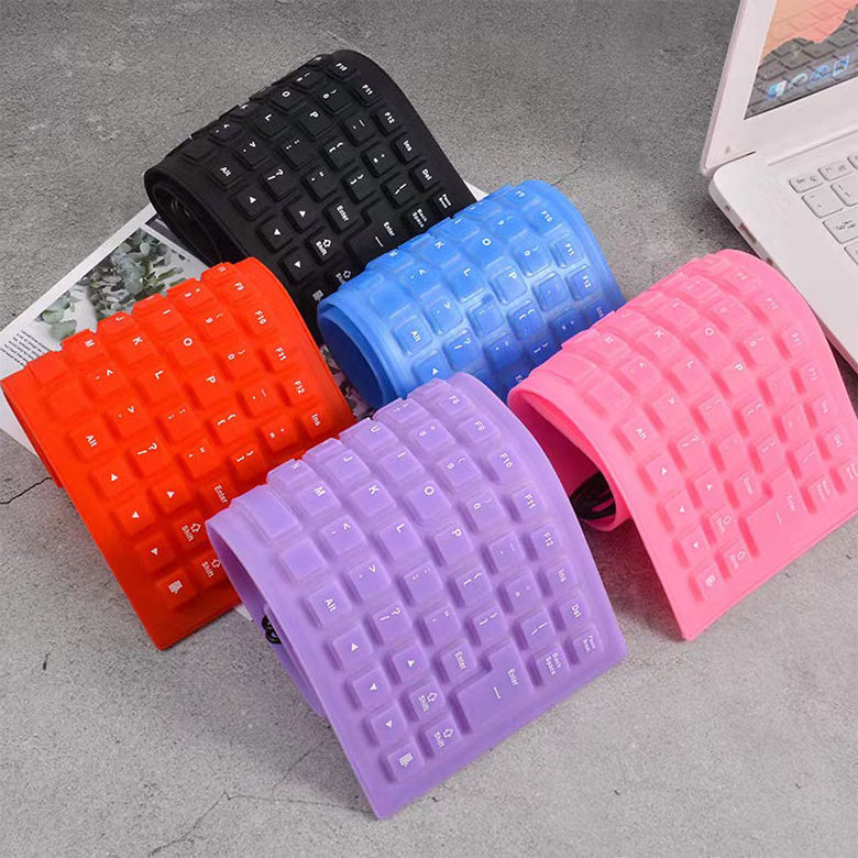 Jertech Factory High Quality Oem 85 keys Usb Wired Waterproof soft silica gel Silicone Rubber Flexible folding keyboard foldable