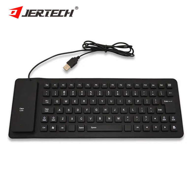 Jertech Factory High Quality Oem 85 keys Usb Wired Waterproof soft silica gel Silicone Rubber Flexible folding keyboard foldable