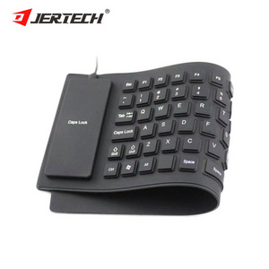 Jertech Factory High Quality Oem 85 keys Usb Wired Waterproof soft silica gel Silicone Rubber Flexible folding keyboard foldable