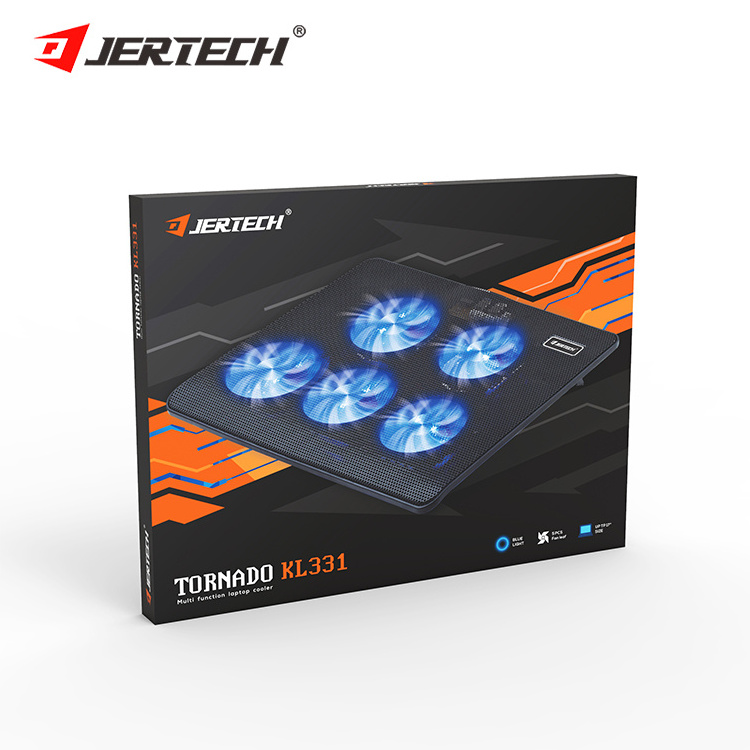 JERTECH KL331 Heavy Duty Laptop Cooling Pad Usb Computer Cooler Cooling 5 Fans For Gaming Laptop Pc Base Computer Cooling Pad