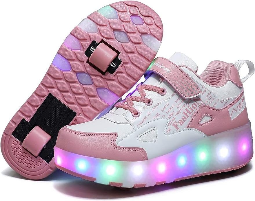 Kids Shoes with Wheels LED Light Color Shoes Shiny Roller Skates Skate Shoes Simple Kids Gifts Boys Girls The Best Gift for Part