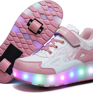 Kids Shoes with Wheels LED Light Color Shoes Shiny Roller Skates Skate Shoes Simple Kids Gifts Boys Girls The Best Gift for Part