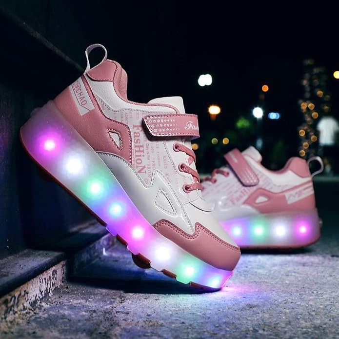 Kids Shoes with Wheels LED Light Color Shoes Shiny Roller Skates Skate Shoes Simple Kids Gifts Boys Girls The Best Gift for Part