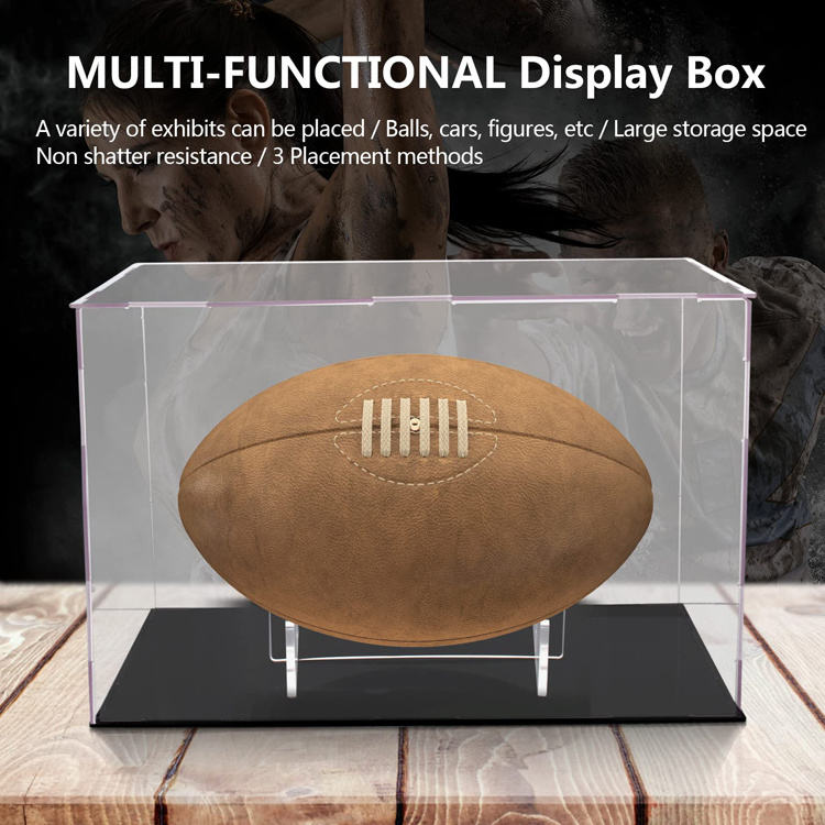 Clear acrylic Football Display Case Memorabilia Display Box Cases Football Memorial Sports Gloves Football Display Stand