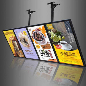 Customized Size Hanging LED Slim Menu Backlit Light Box ceiling square advertising light boxes Aluminum poster Frame