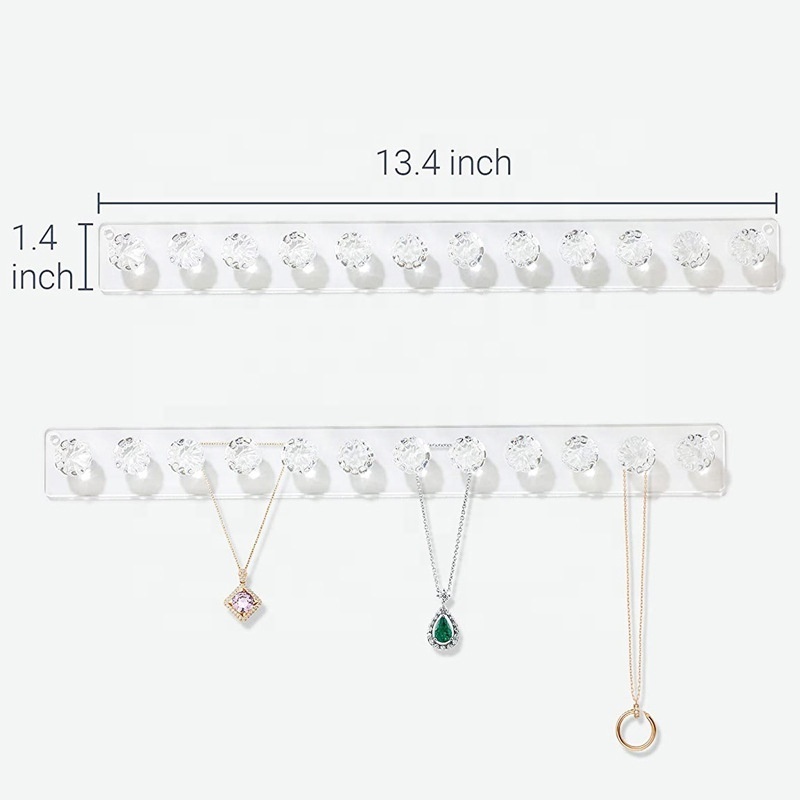 JERY Acrylic Necklaces Holder Wall Mount Organizer Jewelry Hangers Chains Bracelets Long Earrings hanger