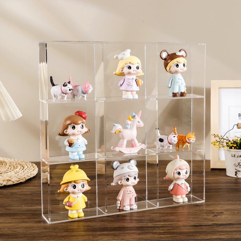 JERY Acrylic Clear Display Case Dustproof Blind Box Transparent Assemble Storage Showcase Collection Acrylic Cube For Toy Dolls