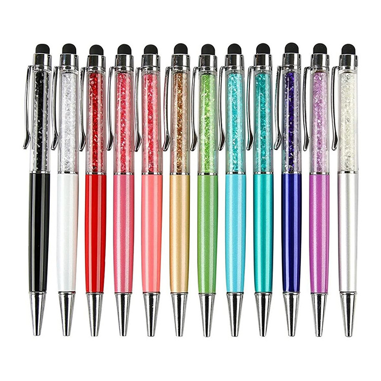 Hot Sale Promotion Gift Crystal Ball Pen Custom Logo Bling Bling 2 in 1 Crystal Diamond Stylus Pen