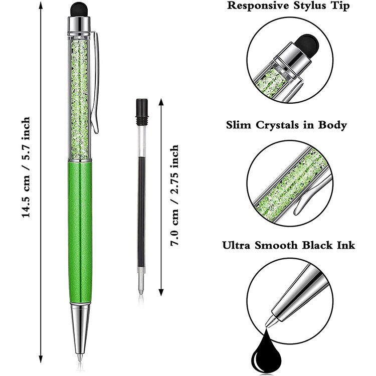 Hot Sale Promotion Gift Crystal Ball Pen Custom Logo Bling Bling 2 in 1 Crystal Diamond Stylus Pen