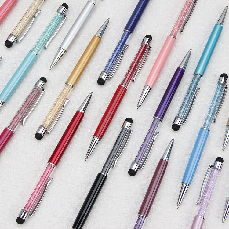 Hot Sale Promotion Gift Crystal Ball Pen Custom Logo Bling Bling 2 in 1 Crystal Diamond Stylus Pen