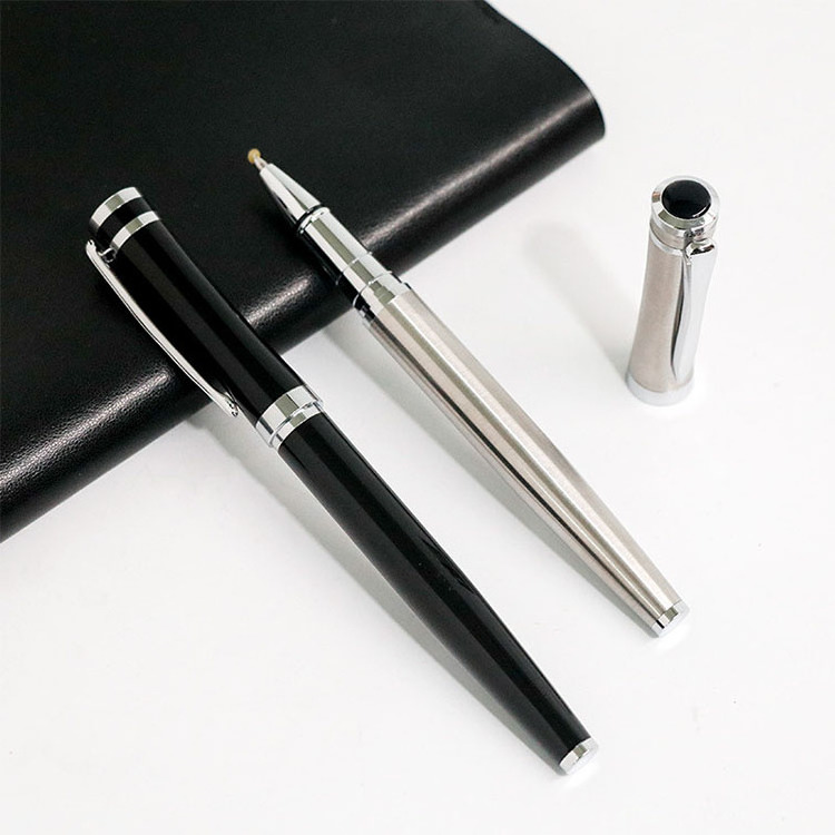 Rollerball Pen Gift Metal Custom Logo Liquid Gel Ink Stainless Steel Classic Luxury Business Black Sports JR Ballpoint Pen 28g