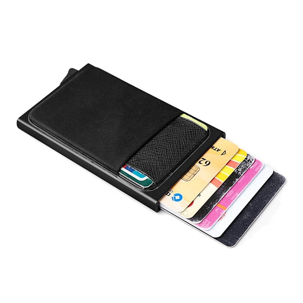 Popular RFID Blocking Automatic Card Wallet Thin Aluminum Credit Card Holder Popup Metal Card Case Anti RFID Slim Wallet for Men