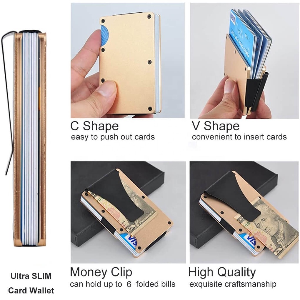 Best Selling Custom Wallet Aluminum Slim Metal Card Wallet for Men Compact Card Case with RFID Blocking Mens Credit Card Holder