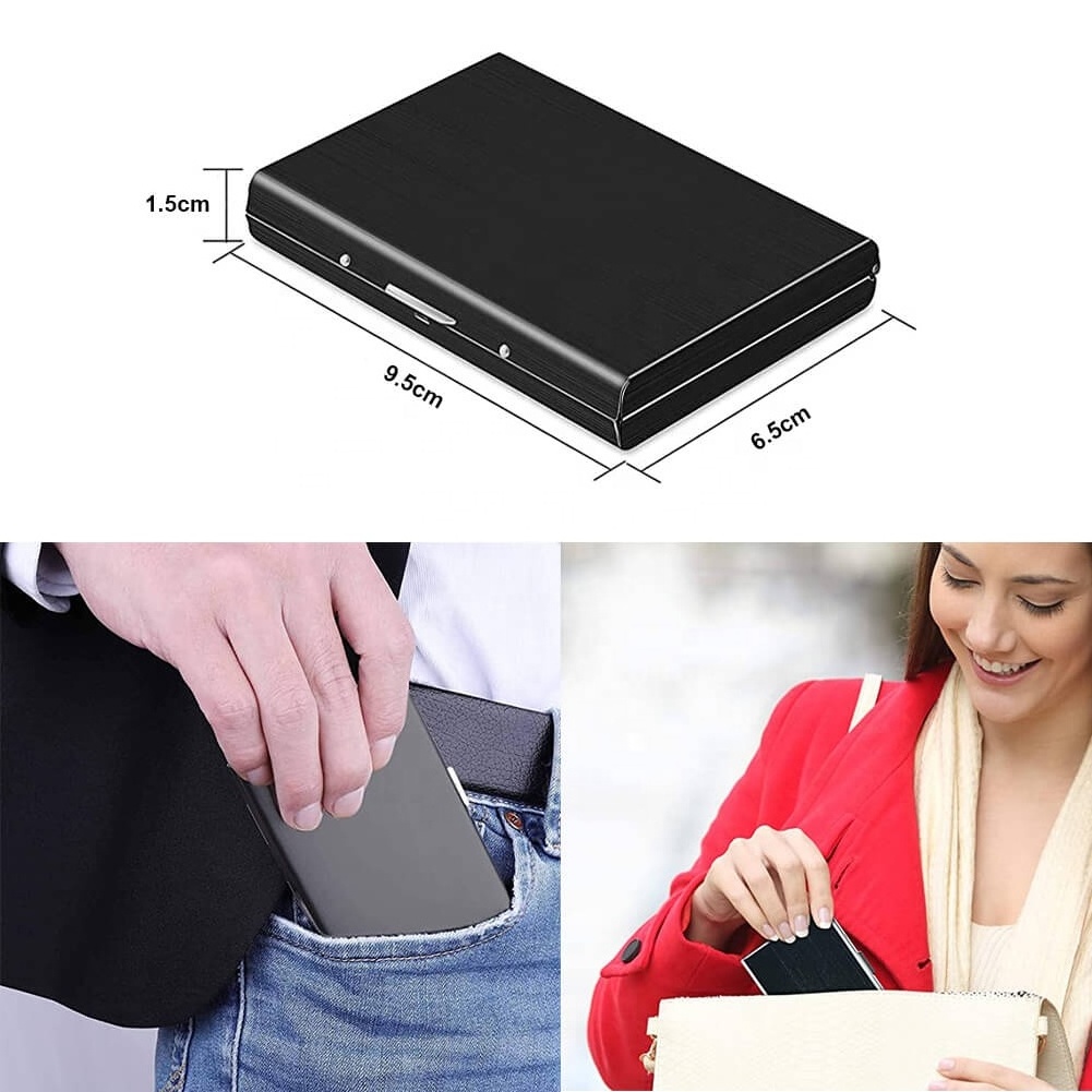 RFID Business Card Holder Case Slim Metal Wallet Stainless Steel Credit Card Holder RFID Blocking Business Card Holder Wallet