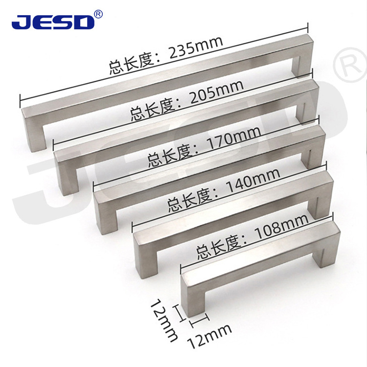 Manufacturer Direct Sales Furniture Hardware Fittings Stainless Steel Square Type Drawer Desk Handle Cabinet Door Pull  Handles