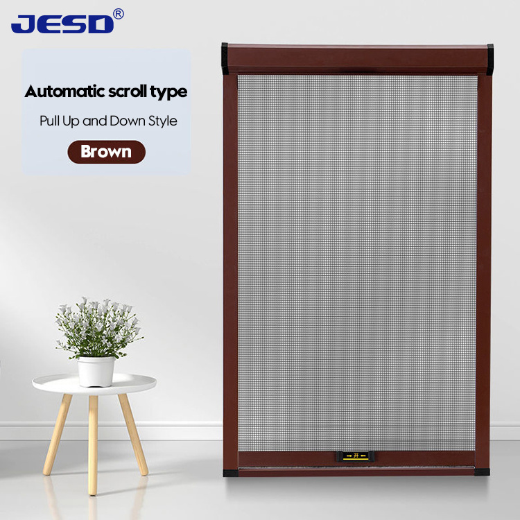 Custom Rolling Mosquito Insect Fly Screen Window Aluminum Frames Invisible Fiberglass Mesh Sliding Retractable Screen Window