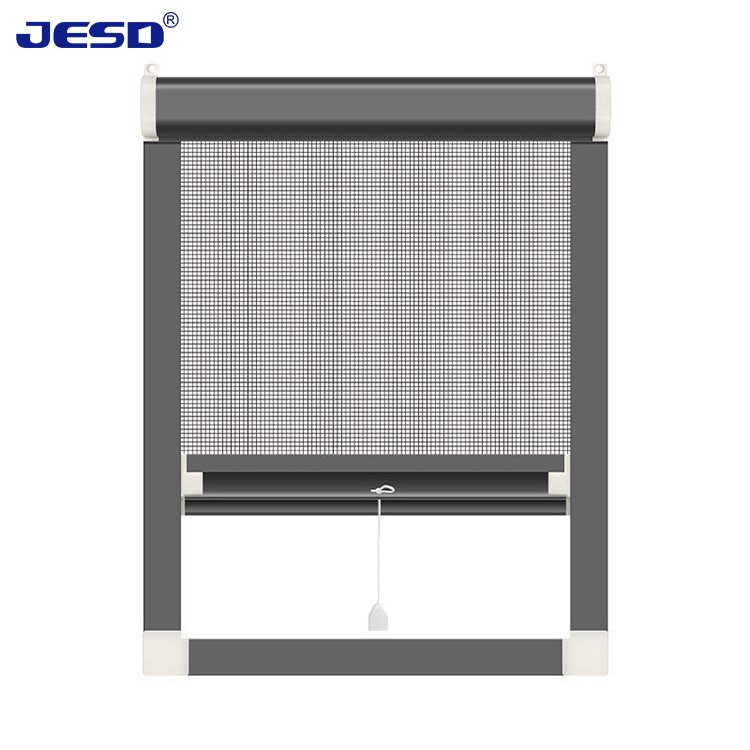 Roll Down Mosquito Net Sliding Window Roller Aluminum Shutter Fly Mesh Retractable Pull Up Fiberglass Insect Screen Window