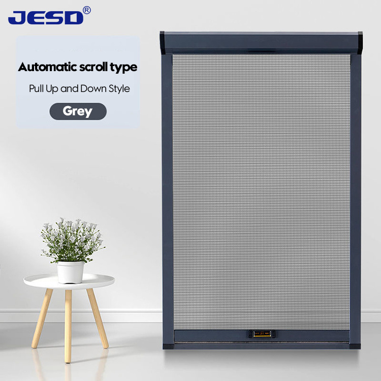 Custom Rolling Mosquito Insect Fly Screen Window Aluminum Frames Invisible Fiberglass Mesh Sliding Retractable Screen Window