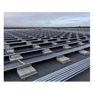 New solar flat roof ballasted mounting frames ground system install PV panel non penetrating rail less racking  racking support