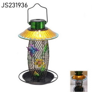 Solar Humming Bird Feeder Flower Hanging Garden Decoration Glass Hummingbird Feeder