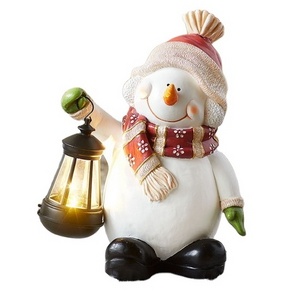 Outdoor Christmas Decoration Supplies Led Christmas Snowman Snow boy With Lantern Custom Resin Snowman Light