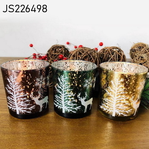 2022 Tabletop Ornament Christmas Candle Jar Celebrate Glass Floating Flame Candle Wick Glass Jar Led Candle