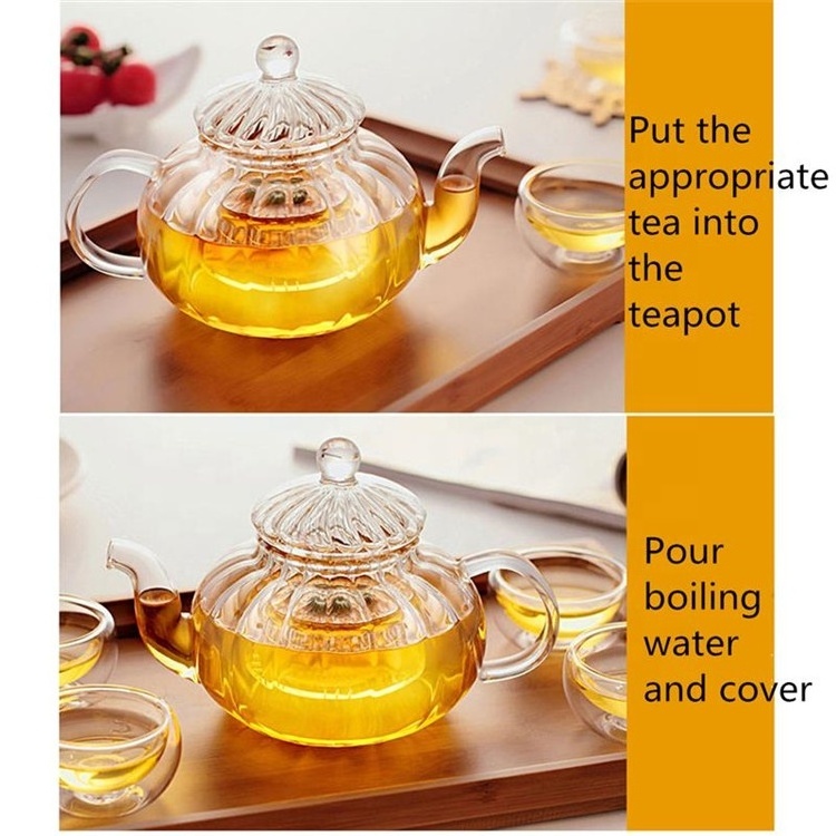 Glass Teapot Tea Kettle Borosilicate Glass Tea Maker Stainless Steel with Removable Infuser for Blooming and Loose LeafMicro