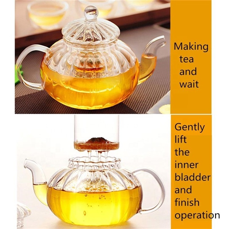 Glass Teapot Tea Kettle Borosilicate Glass Tea Maker Stainless Steel with Removable Infuser for Blooming and Loose LeafMicro