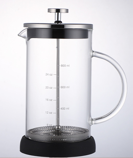 French Press Pot  with Stainless Steel  Filter Manual Coffee Maker Pot Set Clear Glass Cool Brew Coffee Maker