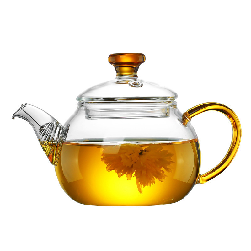 250ml Small Glass Tea Pots Heat-Resistant Kettle with Color Handle Can Be Used Electric Ceramic Stove Boiling Flower Tea Pot