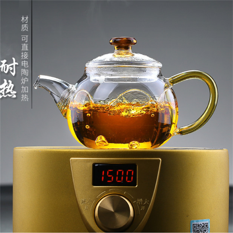 250ml Small Glass Tea Pots Heat-Resistant Kettle with Color Handle Can Be Used Electric Ceramic Stove Boiling Flower Tea Pot