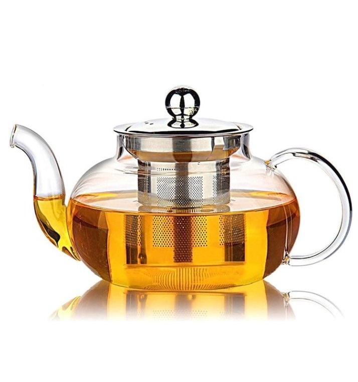 Big capacity Glass Teapot with Stainless Steel Infuser stovetop safe glass kettle