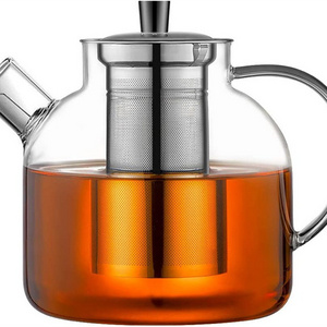 800/1200/1500ml GlassTeapot with Removable Infuser Stovetop Safe Large Tea Pot Blooming and Loose Leaf Hand kettle