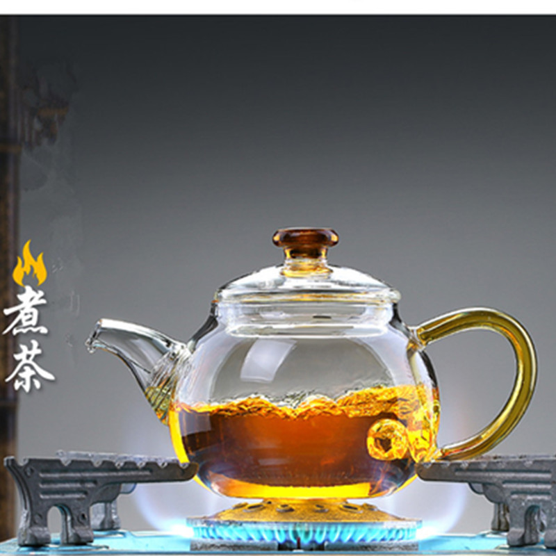 250ml Small Glass Tea Pots Heat-Resistant Kettle with Color Handle Can Be Used Electric Ceramic Stove Boiling Flower Tea Pot