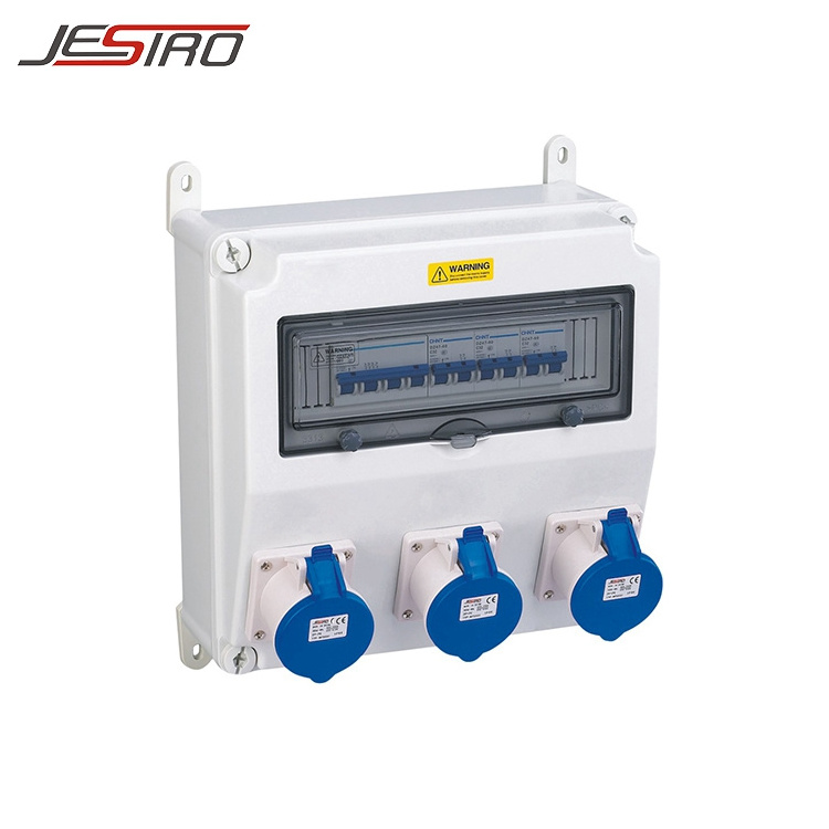 Plastic industrial electrical combination socket box for power distribution