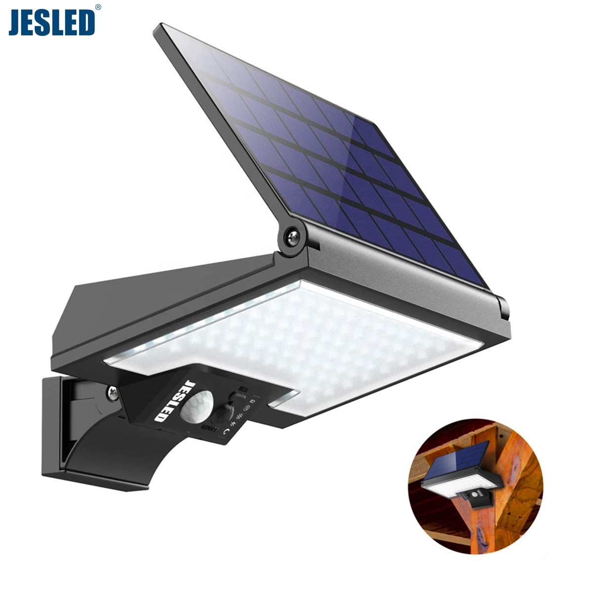 JESLED LED Solar Spot Lights with Motion Sensor Battery Replaceable Solar Flood Lights Solar Lamp